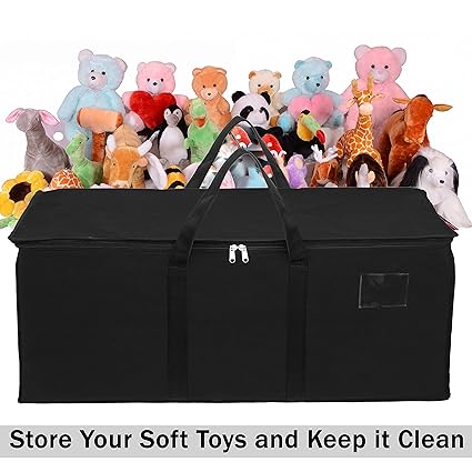 MultiPurpose Heavy Duty Storage Bag for Toys/Stationery/Blankets/Clothes/Moving Bags With Strong Reinforced Handles Rectangular (87x26x36 cm), Black