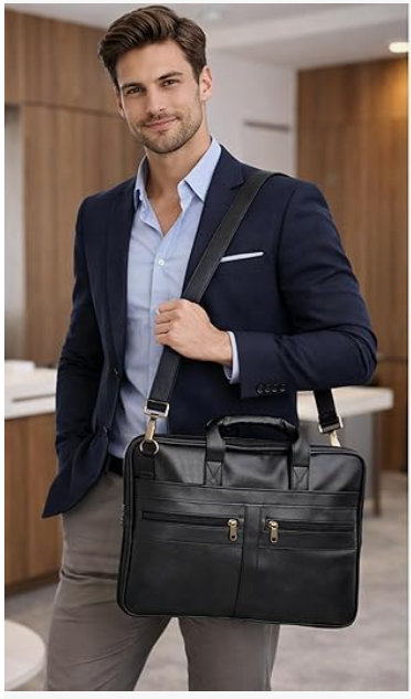 Messenger Bag for Men & Women | Fits Up to 15.6 Inch Laptop | Office Business Briefcase | Multiple Organizer Compartments | Formal Casual Travel Shoulder Laptop Bag(Black)