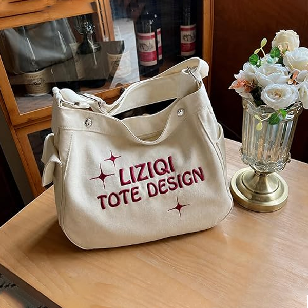 Canvas Embroidery sling bag for women