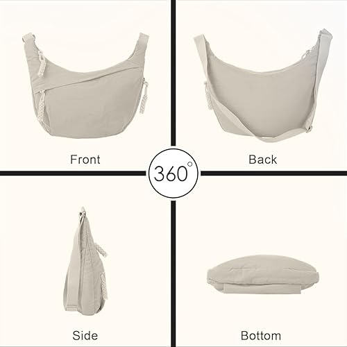 Stvin Crossbody Travel Sling Bags for Women and Men, Crescent Shoulder Purse Bag with Zipper