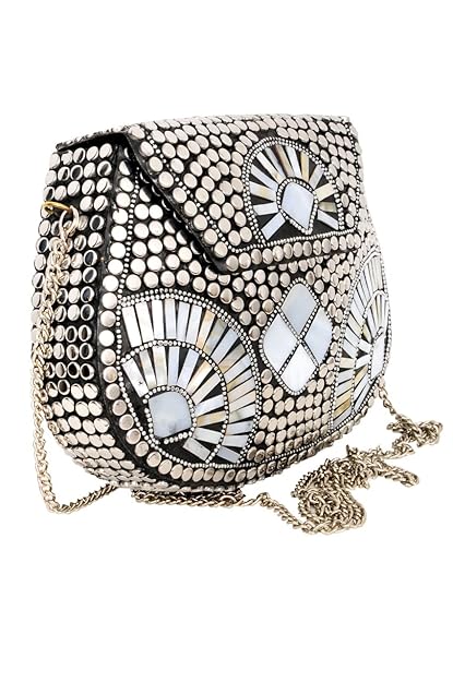 Shakuntala Vintage Bridal Women's Antique Brass Purse Ethnic Handmade Metal Clutch Bag