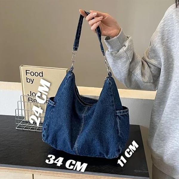 Women's Denim Shoulder Tote Bag