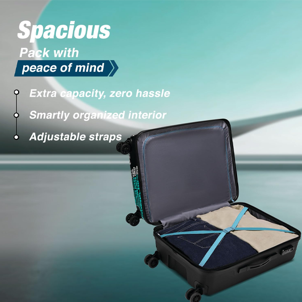 Check-in Trolley Bag 64cm | Smooth 8-Wheel Suitcase (Blue)