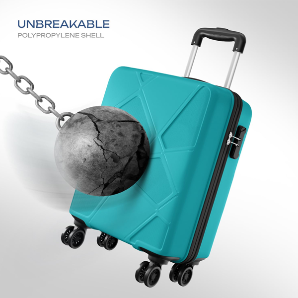 Cabin Trolley Bag Hard Case Polypropylene, 360° Wheeling Carry On Luggage for Men & Women