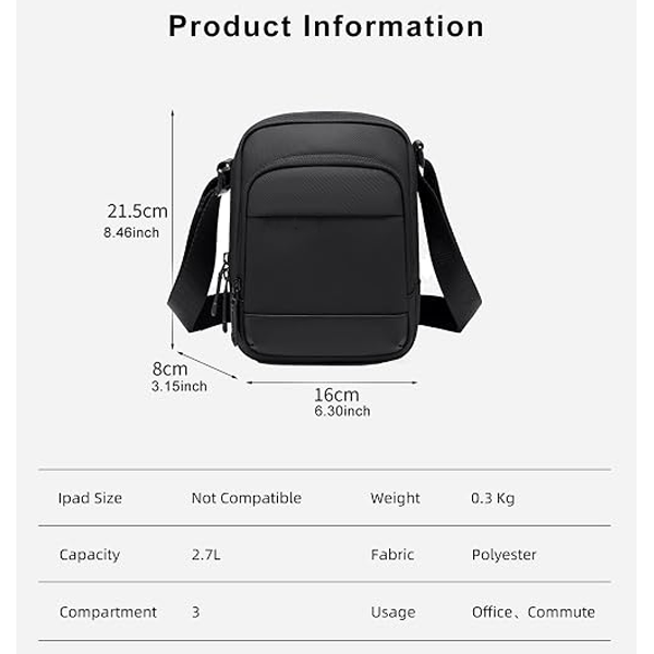 Men’s Crossbody Sling Bag for Travel & Daily Use Lightweight