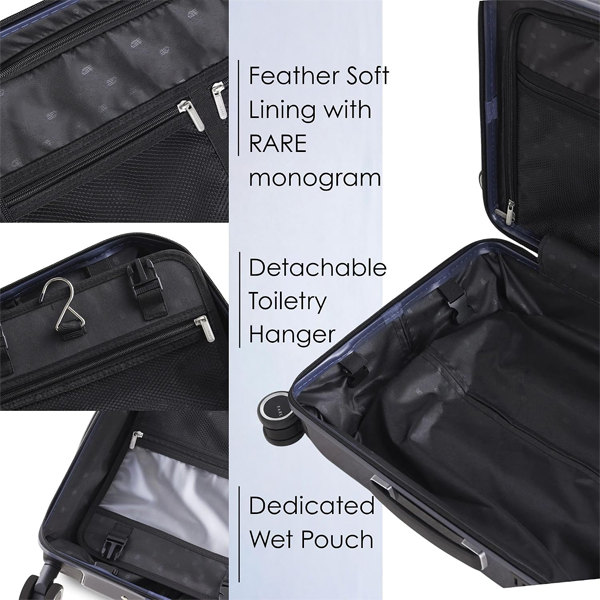 Cabin Size Glossy Blue Hard Trolley Bag Polycarbonate - TSA Lock - Luggage for Men & Women