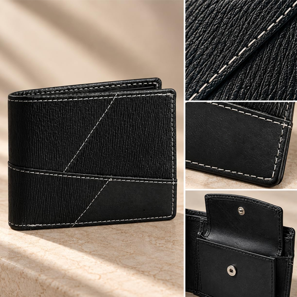 Leather Bifold Wallet for Men – Slim Pocket Size 11.5 x 9 cm