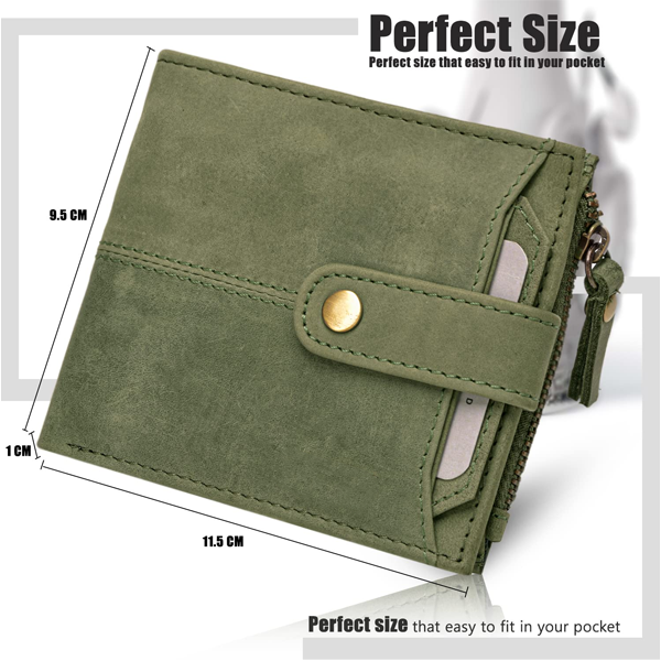 Olive Green Leather Wallet For Men