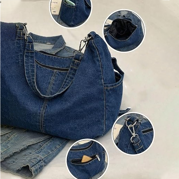 Women's Denim Shoulder Tote Bag