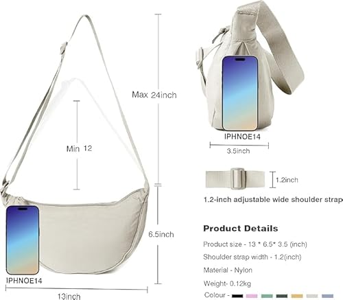 Crescent Bag for Women & Men, Compact Crossbody Sling Bag with Adjustable Strap