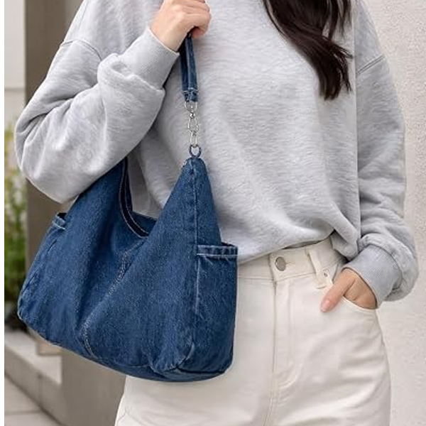 Women's Denim Shoulder Tote Bag