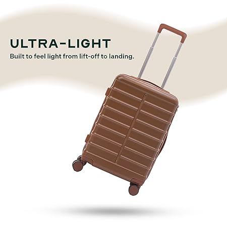 Check-in Luggage with Anti-Theft Features & TSA Lock, Durable Polycarbonate Hard Shell Suitcase for Travel, Brown, 24-Inch