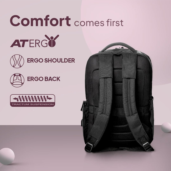 Laptop Backpack With Front Organizer And Spacious Interiors For Unisex, Men & Women - Black