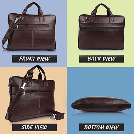 Messenger Bag - Laptop Bag for Men, PU Leather Expandable,Multiple Organisers,Detachable Unisex Formal/Casual/Office Use Hand Bag,Supports Laptop Upto 15.6 inches (Brown)