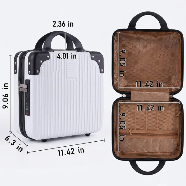 Hard Shell Mini Briefcase, White and Black