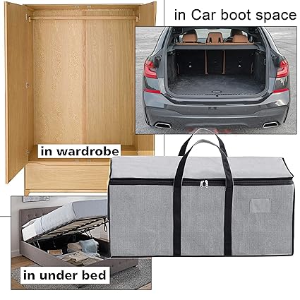 Multi-Purpose Heavy Duty Moisture Proof 81 Litres Canvas Super-Size Jumbo Storage Bag/Toys/Blankets/Stationery/Clothes/Moving bags With Strong Reinforced Handles Rectangular(87x26x36cm), Grey