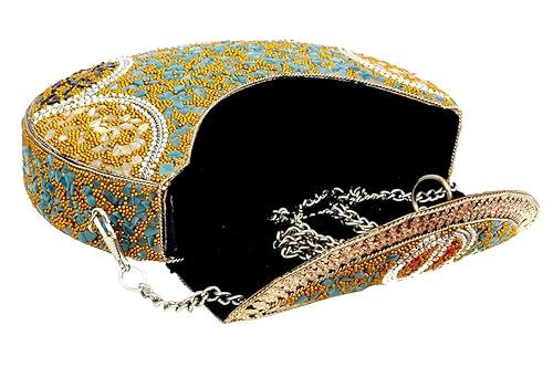 Vintage Brass Metal Bridal Clutch Sling Bag for Women