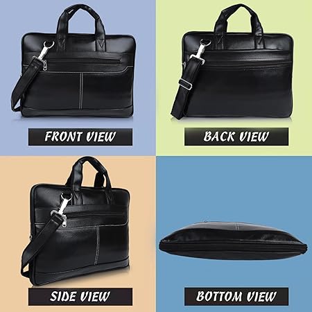 Messenger Bag - Laptop Bag for Men, PU Leather Expandable,Multiple Organisers,Detachable Unisex Formal/Casual/Office Use Hand Bag,Supports Laptop Upto 15.6 inches (Black)