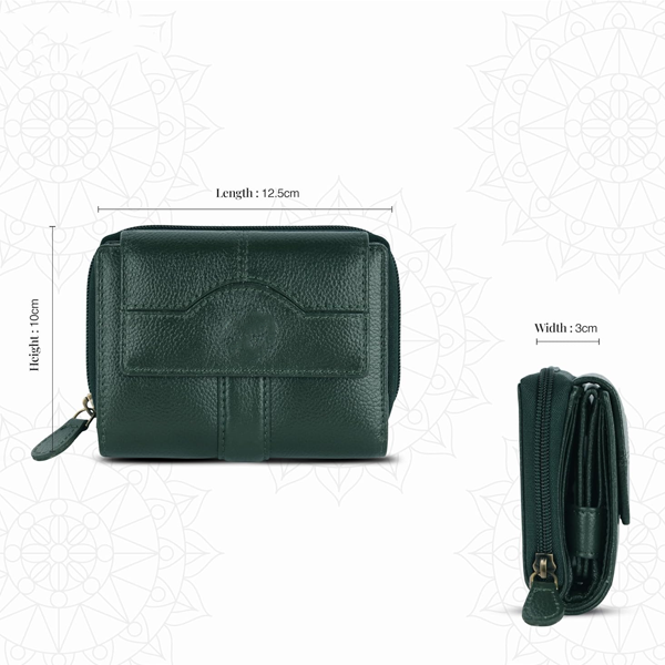 Leather Ladies Wallet for Woman with Card Slots Green