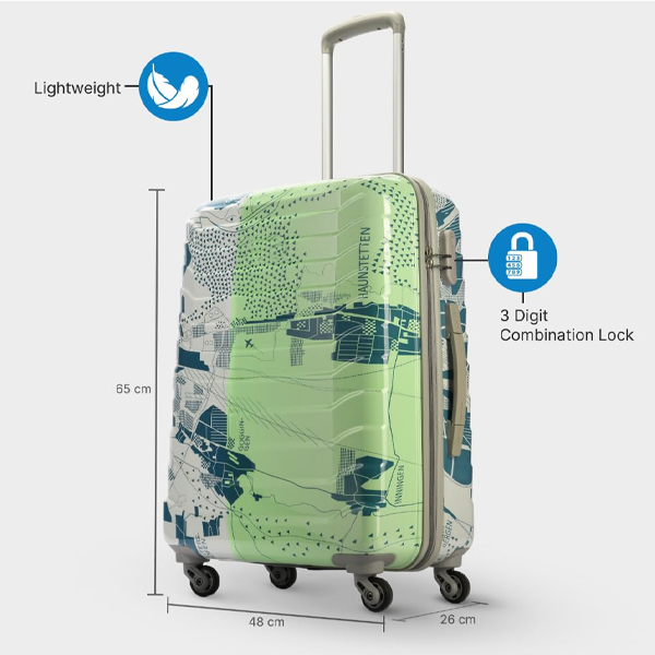Medium Size Hard Case Trolley Bag, Green