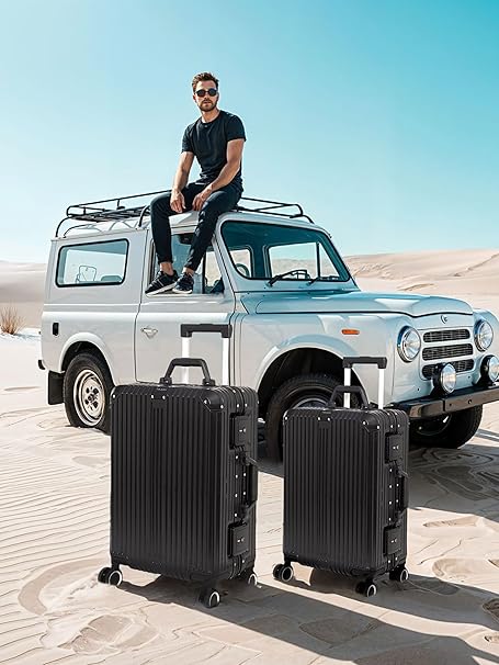 Travel Luggage Check-in ZIPLESS Suitcase with 8 StealthTech Silent Wheels, Double TSA Locks & Aerospace Grade Wide Trolley (Stark Black, Medium 24")