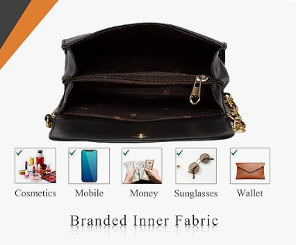 women girls laser cut crossbody sling bag with gold chain black
