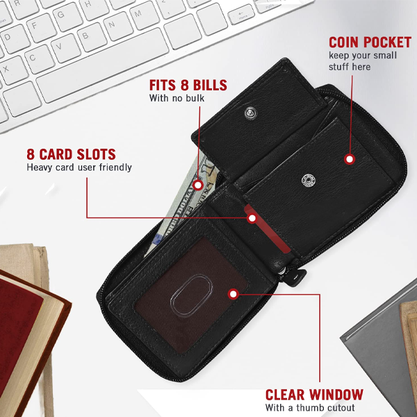 Leather Wallet for Men, Black