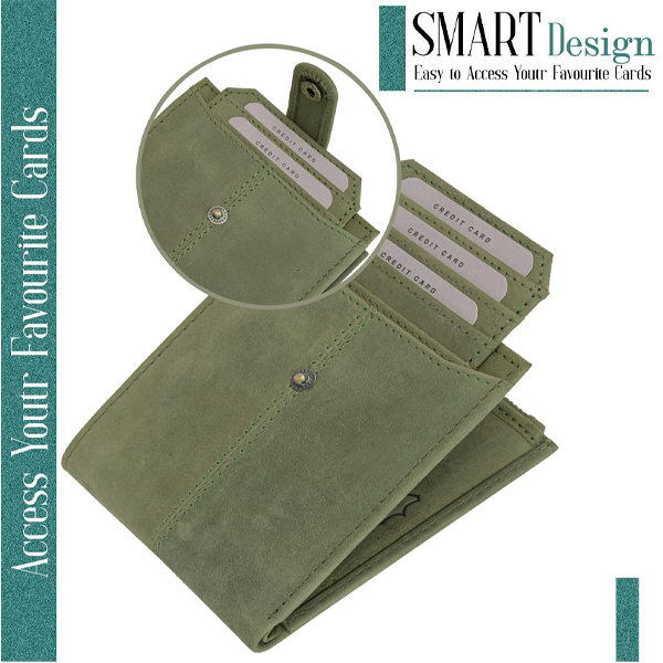 Olive Green Leather Wallet For Men