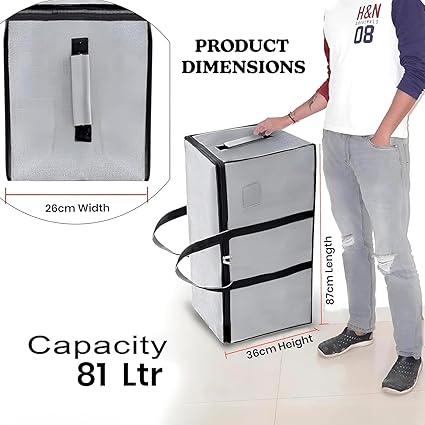 Multi-Purpose Heavy Duty Moisture Proof 81 Litres Canvas Super-Size Jumbo Storage Bag/Toys/Blankets/Stationery/Clothes/Moving bags With Strong Reinforced Handles Rectangular(87x26x36cm), Grey