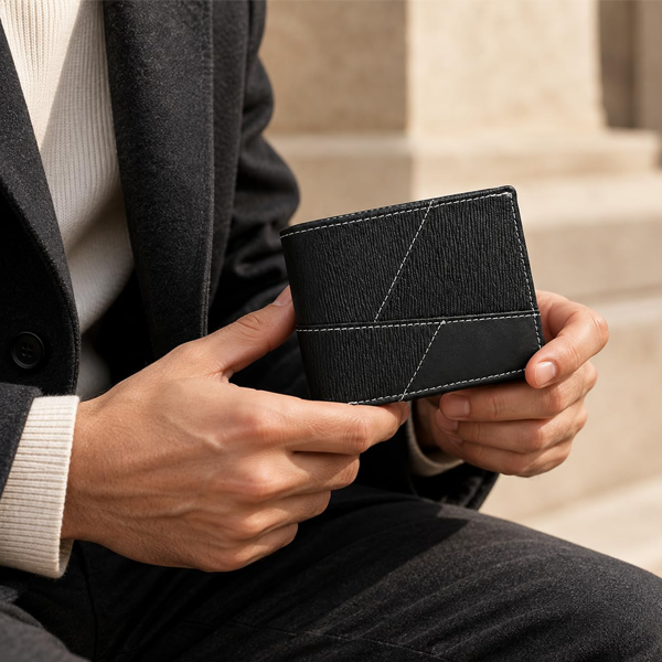 Leather Bifold Wallet for Men – Slim Pocket Size 11.5 x 9 cm