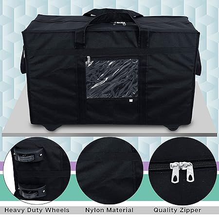 Luggage Storage Trolley Bag Luggage Bag for Travel with Five Wheels & Front Transparent Pocket Black