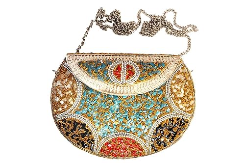 Vintage Brass Metal Bridal Clutch Sling Bag for Women