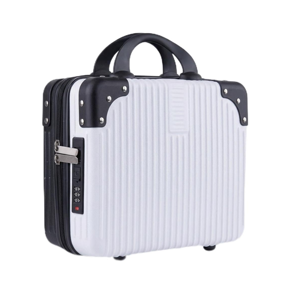 Hard Shell Mini Briefcase, White and Black