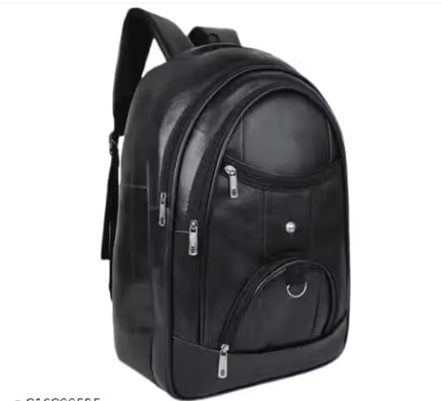 Waterproof Artificial Leather Backpack for Men & Women black
