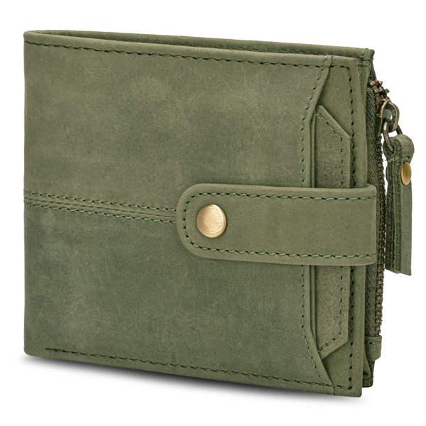 Olive Green Leather Wallet For Men