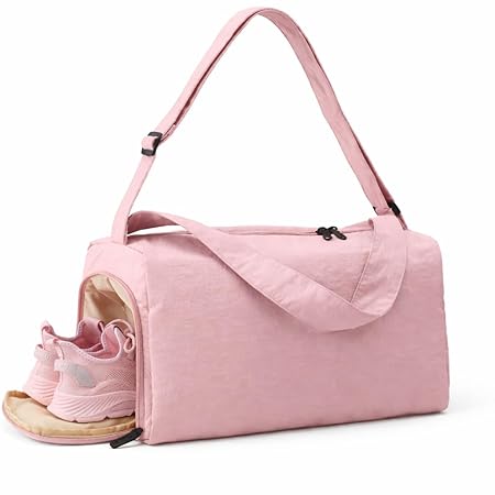 Duffle Bags for Travel for Women - Multifunctional Gym Bag with Shoe Compartment, Waterproof and Adjustable Shoulder Strap, Small Gym Bag for Women and Travel Shoulder Bag (Pink)