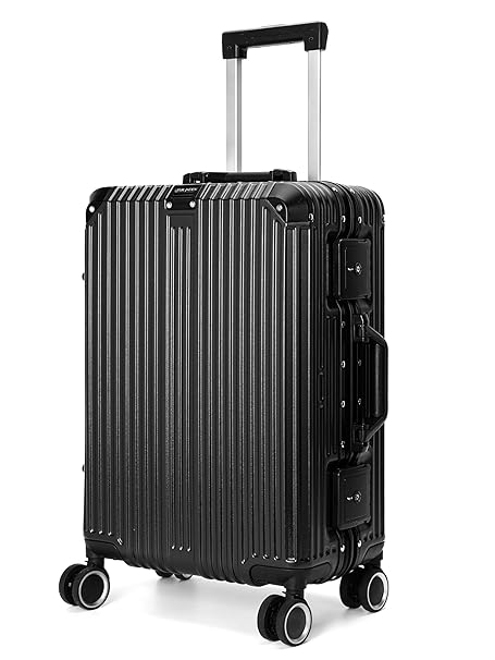 Travel Luggage Check-in ZIPLESS Suitcase with 8 StealthTech Silent Wheels, Double TSA Locks & Aerospace Grade Wide Trolley (Stark Black, Medium 24")