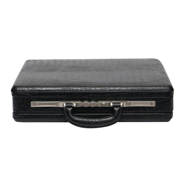 Leather Briefcase with 15.6'' Laptop Compartment, Expandable Features (Black)